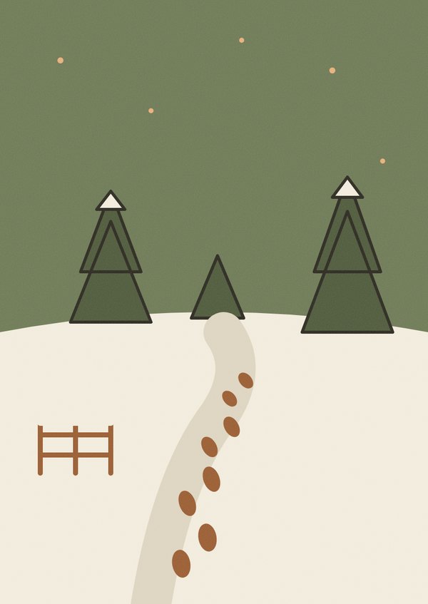 The Footprints in the snow card